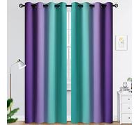 COSVIYA Grommet Ombre Room Darkening Curtains 84 inches Length for Living Room, Polyester Light Blocking Teal and Purple Gradient Window Drapes/Curtains for Kids/Girls Bedroom,2 Panels, 52x84inches