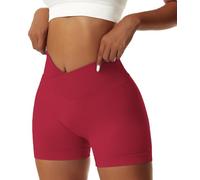 Coswind Gym Shorts for Women Seamless Cycling Running Sports Activewear Yoga Summer Compression Hot Pants Hipster Workout High Waisted Stretchy Walking Booty Sexy Red S