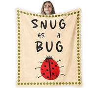 CosxHabitat Funny Ladybug Throw Blanket,Snug as A Bug Blanket for Couch Bedroom Living Room Office Dorm Decor,Cute Ladybird Gifts Blankets for Women Girls Boys,50x60 Inches