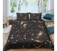 Cosy 3D Print Microfiber Galaxy clusters Bed Quilt Cover All Season Bedding Set w/ Pillowcase Cosmic deep space Duvet Cover Sets Easy Care Machine Washable for Boys Girls Kids King（220x240cm）