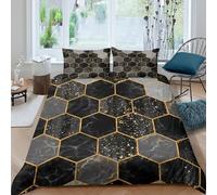 Cosy 3D Print Microfiber hexagon patterns Quilt Cover Set All Season Bedding Set with Pillow Shams modern geometric design Duvet Cover Easy Care Machine Washable for Home Decor Super king（260x220cm）