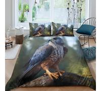 Cosy 3D Printed Microfiber Falcon perched Quilt Cover Sets All Season Bedding Set with Pillow Shams Nature wildlife art Duvet Cover Easy Care Machine Washable for Home Decoration Double（200x200cm）