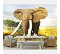 Cosy Autumn Prairie Woods Elephants 3D Wallpaper Easy Install Feature Office Living Room Sofa Bedroom TV Background Wall Decoration-400cm×280cm