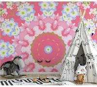 Cosy Beautiful Pink Hand Drawn Geometric Flower 3D Wallpaper Luxury Silk Study Dining Feature Sofa Grey Bedroom Living Room Tv Decorative Wall-350cm×256cm