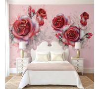 Cosy Beautiful Red Hand Painted Roses 3D Wallpaper Easy Install Feature Office Living Room Sofa Bedroom TV Background Wall Decoration-150cm×105cm