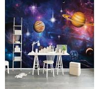 Cosy Beautiful Universe Stars Planet Star 3D Wallpaper Silky Texture Home Study Office Grey Dining Room Sofa Bedroom Living Room TV Backdrop-350cm×256cm
