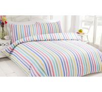 Cosy Brushed Cotton Candy Striped Duvet Set: Super King