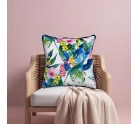 Cosy Burrows Luxurious Plush Velvet Throw Soft Cushion Pillows Cover - Handmade Vibrant Floral & Tropical Designs, 50x50cm with 100% Polycotton Insert (Floral Print +Insert)