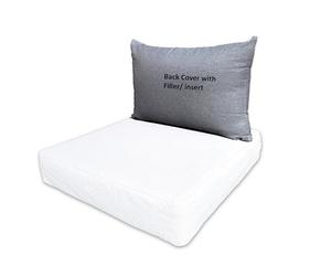 Cosy Burrows Outdoor Rattan Furniture Sofa Cushion Back Cover 62x44 cm with Luxury Quality Inner Pad│Water Repellant, Washable│Anti-UV │Replacement for I K E A FRÖSÖN DUVHOLMEN (Grey)