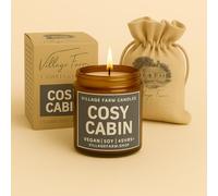 Cosy Cabin Luxury Hand Poured Candle | Vegan | Eco Friendly | Hand Crafted, | 50+ Hour Burn Time | Soy Wax | Handmade | Artisan | Small Batch | Cashmere & Warm Wood Candle