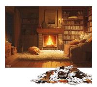 Cosy Cabin Wooden Jigsaw Puzzles 500 Piece Adults Fun Stress Relief Education Game Toy Intellectual Game Decoration Relaxation And Intelligence 500pcs (52x38cm)