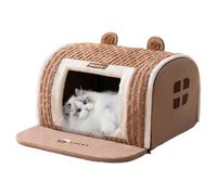 Cosy Cat Bed - Keeps Pets Warm - Visual Plush Tent Design, Medium Size 40 x 35 x 35 cm + Washable Core, Sponge Padded Kennel - For Nap
