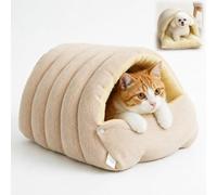 Cosy Cat Cave Bed for Indoor Cats, Soft Plush Hideaway Pet Bed | Foldable Covered Cat House Bed for Kittens and Small Dogs, The opening of the nest can be sealed or opened(Yellow,XL)