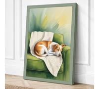 Cosy Cat on Chair Modern Canvas Wall Art Print 36x24 Inch (91 x 61 cm)
