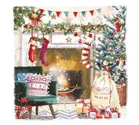 Cosy Christmas Fireplace Scene - Pack of 6 Festive Art Xmas Charity Christmas & New Year Greetings Cards by Ling Design