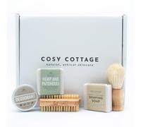 Cosy Cottage Men’s Grooming Gift Box | Natural Handmade Shaving Soap, Hemp & Patchouli Soap, Sandalwood & Tea Tree Deodorant, Shaving & Nail Brush Gift Set | Eco Friendly Skincare Men Gift Ideas