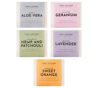 Cosy Cottage Soap Bar Bundle Pack of 5 x 110g | Sweet Orange, Lavender, Geranium & Orange, Hemp & Patchouli, Aloe Vera | No Palm Oil, No Sulphates, No Additives, Plastic Free | Cruelty Free