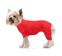 Cosy Dog Fleece Coat,Dog Jumper Full Body Jacket with Four Leg, Adjustable Jumpsuit with Reflective Zipper,Soft Fleece Pullover Pyjamas Windproof Winter Clothes for Small Medium Large Dog Red-XXL