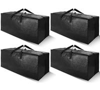 Cosy Family 4 Pack Heavy Duty Extra Large Moving Bags with Backpack Straps - Strong Handles & Zippers, Storage Totes For Space Saving, Fold Flat, Alternative to Moving Box (Set of 4, Black)