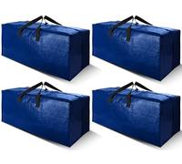 Cosy Family 4 Pack Heavy Duty Extra Large Moving Bags with Backpack Straps - Strong Handles & Zippers, Storage Totes For Space Saving, Fold Flat, Alternative to Moving Box (X-Large-Set of 4, Blue)