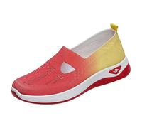 Cosy feet Shoes for Women Extra Wide fit Ladies Trainers Slip on Wedge Shoes Casual Wide Fit Walking Sneakers Breathable Mesh Orthopedic Shoe Non Slip Soft Sole Running Trainer Yellow 6