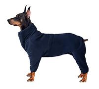 Cosy Fleece Coat for Dogs, Full body Jacket with four leg, adjustable jumpsuit with zipper closure, Winter Clothes ideal for Pet Dog Outdoor or Indoor,for small medium large dogs-Navy blue-S