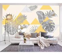 Cosy Geometric Black and White Plant Leaf Faux Marble 3D Wallpaper Silky Texture Home Study Office Grey Dining Room Sofa Bedroom Living Room TV Backdrop-400cm×280cm