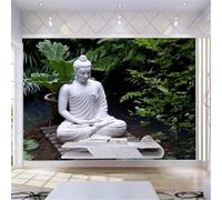 Cosy Green Woods Statue Zen 3D Wallpaper Easy Install Feature Office Living Room Sofa Bedroom TV Background Wall Decoration-150cm×105cm
