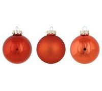 Cosy Home Set of 12 Shiny Matt Opal Orange Glass Christmas Baubles, D8 cm