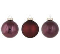 Cosy Home Set of 24 Glass Christmas Baubles, Matte Purple Glitter, Diameter 6 cm