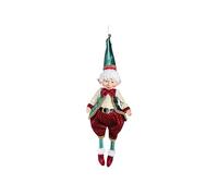 Cosy Home Textile Christmas Elf Figurine, Bordeaux/Green, 25 x 10 x 40 cm