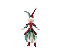 Cosy Home Textile Christmas Elf Figurine, Bordeaux/Green, 30 x 25 x 50 cm