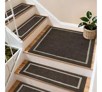 COSY HOMEER 76 x 76cm Square Staircase Corner Stair Treads Mats for Indoor Staircases, Washable 100% Polyester Carpet Staircase Mat for Kids Elders Dogs with TPE Backing, 1 pcs Brown