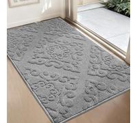 COSY HOMEER 80x120 cm Vintage Large Indoor Doormat, Nonslip Dirt Trapper Floor Mat for Front Back Door Entrance, Low Profile Door Entrance Welcome Rug, Light Grey