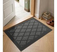 COSY HOMEER Indoor Door Mat Non Slip Floor Rug, Absorbent Dirt Trapper Door Matts, Machine Washable Floor Mat for Inside Hallway Kitchen Entrance,1cm Low Profile, Crease-Free Rolled, 60x90 cm, Grey