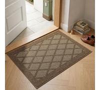 COSY HOMEER Indoor Door Mat Non Slip Floor Rug, Absorbent Dirt Trapper Door Matts, Machine Washable Floor Mat for Inside Hallway Kitchen Entrance,1cm Low Profile, Crease-Free Rolled, 60x90 cm, Khaki