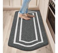 COSY HOMEER Long Kitchen Floor Mats for in Front of Sink Super Absorbent Kitchen Rugs and Mats 24"x48" Non-Skid Kitchen Mat Standing Mat Washable,Polypropylene,Dark Grey,Frame