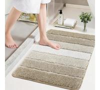 COSY HOMEER Soft Absorbent Bath Mat, 60 x 90 cm, Super Non-Slip Backing Bathroom Mat, Ultra Shaggy Thick Bathroom Foot Mat, Beige