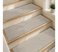 COSY HOMEER Stair Treads Carpet 15 pc,Nonslip Polyester Stair Runners,Beige | Soft Stair Treads for Indoor Stairs Safety, 23 x 71 cm Quick Peel Self-adhesive Stair Runner Carpet Pads, Machine Washable