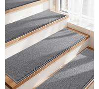 COSY HOMEER Stair Treads Carpet 4 Pack, Non-Slip Polyester Stair Treads for Indoor Stairs Safety, Quick Peel Self-adhesive Stair Runner Carpet Pads, Machine Washable, 21 x 73cm, Grey