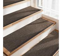 COSY HOMEER Stair Treads Carpet 4 Pack, Non-Slip Polyester Stair Treads for Indoor Stairs Safety, Quick Peel Self-adhesive Stair Runner Carpet Pads, Machine Washable, 21 x 73cm, Brown