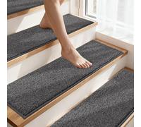COSY HOMEER Stair Treads Non-Slip Carpet Stair Treads for Wooden Steps,15Pc | 28"x9" Soft Stair Rugs with TPE Backing Indoor Stair-Runner Rugs for Kids Elders & Pets,Dark Gray