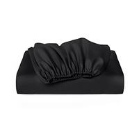 Cosy House Collection Luxury Bamboo Fitted Sheet - University Dorm Room Essentials - Bamboo Viscose Blend - Fade & Stain Resistant - Deep Pocket, Silky Soft & Breathable (Single, Black)