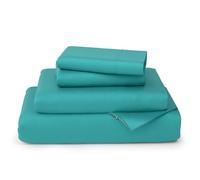 Cosy House Collection Luxury Bamboo Sheets - 4 Piece Bedding Set - Bamboo Viscose Blend - Soft, Breathable, Deep Pocket - 1 Duvet Cover, 1 Fitted Sheet, 2 Pillow Cases - Super King, Turquoise