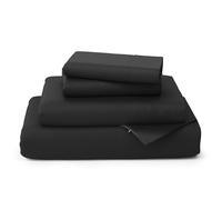 Cosy House Collection Luxury Bamboo Sheets - 4 Piece Bedding Set - Bamboo Viscose Blend - Soft, Breathable, Deep Pocket - 1 Duvet Cover, 1 Fitted Sheet, 2 Pillow Cases - Super King, Black