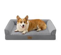 COSY KISS Orthopedic Dog Bed, Dog Bed Medium, U-Shape Pet Couch with Supportive Foam Bolster Sofa & Waterproof Lining Cover, Anti-Slip, Washable, Gray