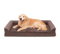 COSY KISS Orthopedic Dog Bed for Extra Large Dog, XL Pet Couch for XLarge Dog, Big Supportive Foam Bolster Sofa with Waterproof Lining Cover, Comfort, Washable, 48x32x7.5 inch, U Shape, Brown