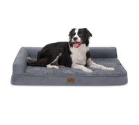 COSY KISS Orthopedic Dog Bed for Large Dog, Pet Couch for Extra Large Dog, Big Supportive Foam Bolster Sofa with Waterproof Lining Cover, Anti-Slip, Washable, L Shape, 107x76x19cm, Grey