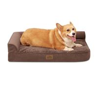 COSY KISS Orthopedic Dog Bed for Large Dog, Pet Couch for Medium Dog Cat, Big Supportive Foam Bolster Sofa with Waterproof Lining Cover, Anti-Slip, Comfort, Washable, L Shape, 36x27x7.5 in, Brown