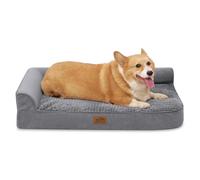 COSY KISS Orthopedic Dog Bed for Large Dog, Pet Couch for Small Dog Cat, Supportive Foam Bolster Sofa with Waterproof Lining Cover, Anti-Slip, Comfort, Washable, L Shaped, 91x69x19cm, Grey